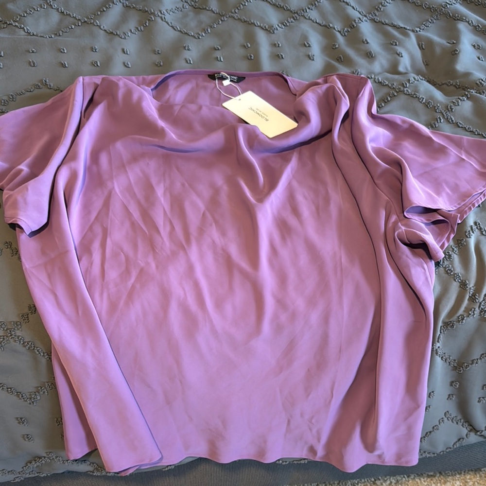BloomChic Boxy Purple Blouse with Short Sleeves